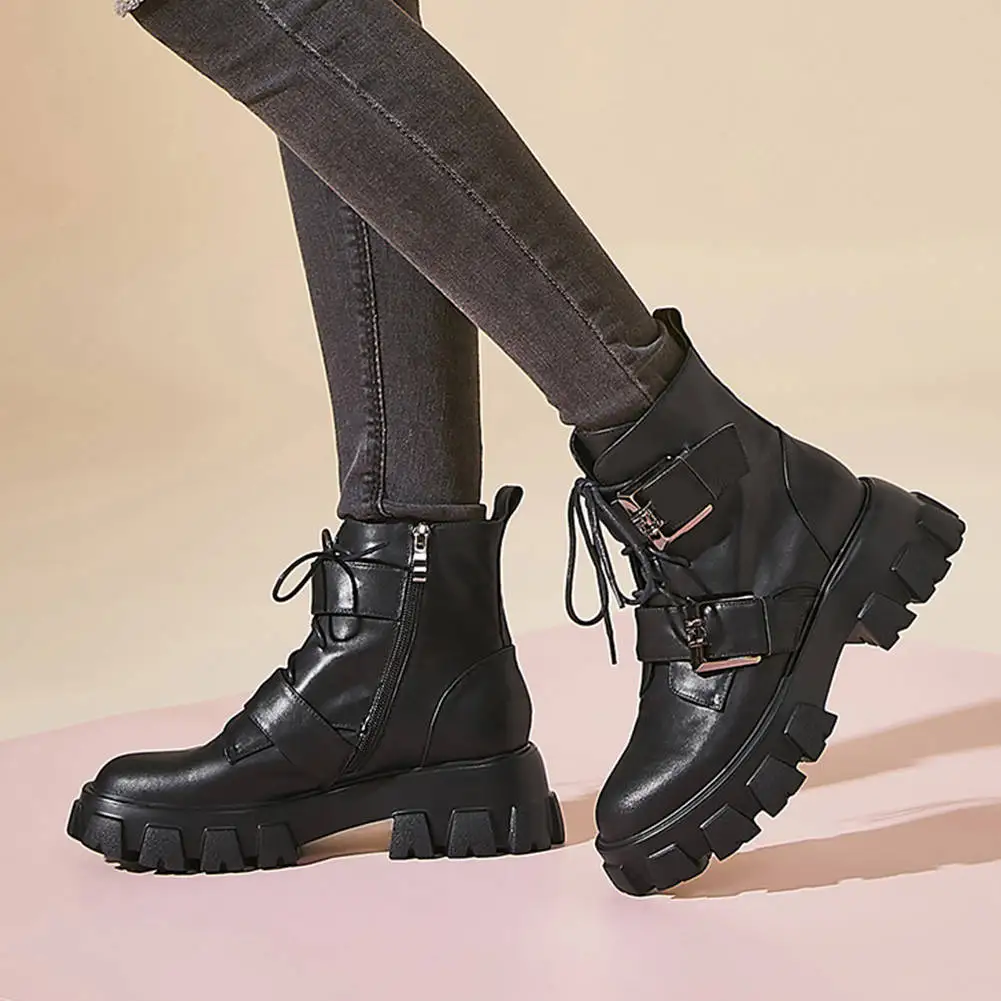 SARAIRIS/фирменный дизайн; ботильоны на платформе; женские ботинки из натуральной кожи; коллекция года; повседневная женская обувь на массивном каблуке