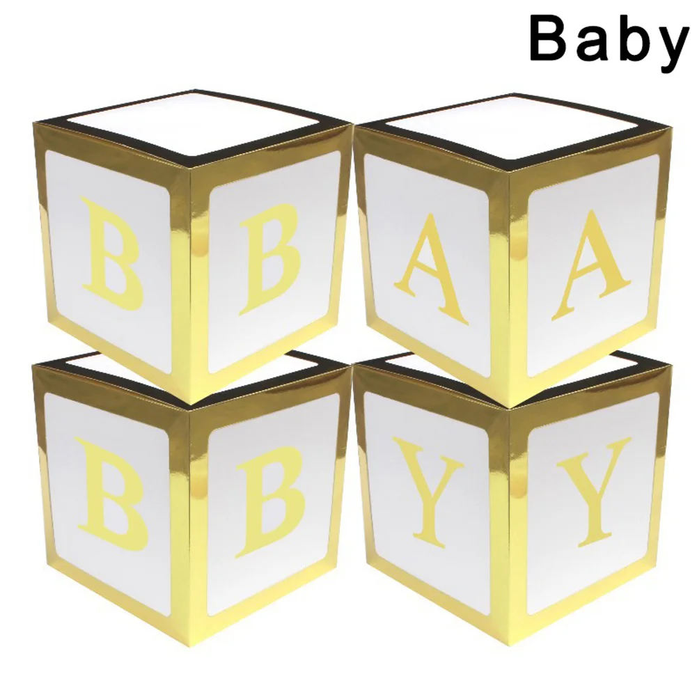 Лидер продаж 4 шт./компл. Baby Shower вечерние декоративный шар коробка прозрачный картонная коробка, рождественский подарок, L9#2 - Цвет: Gold  BABY