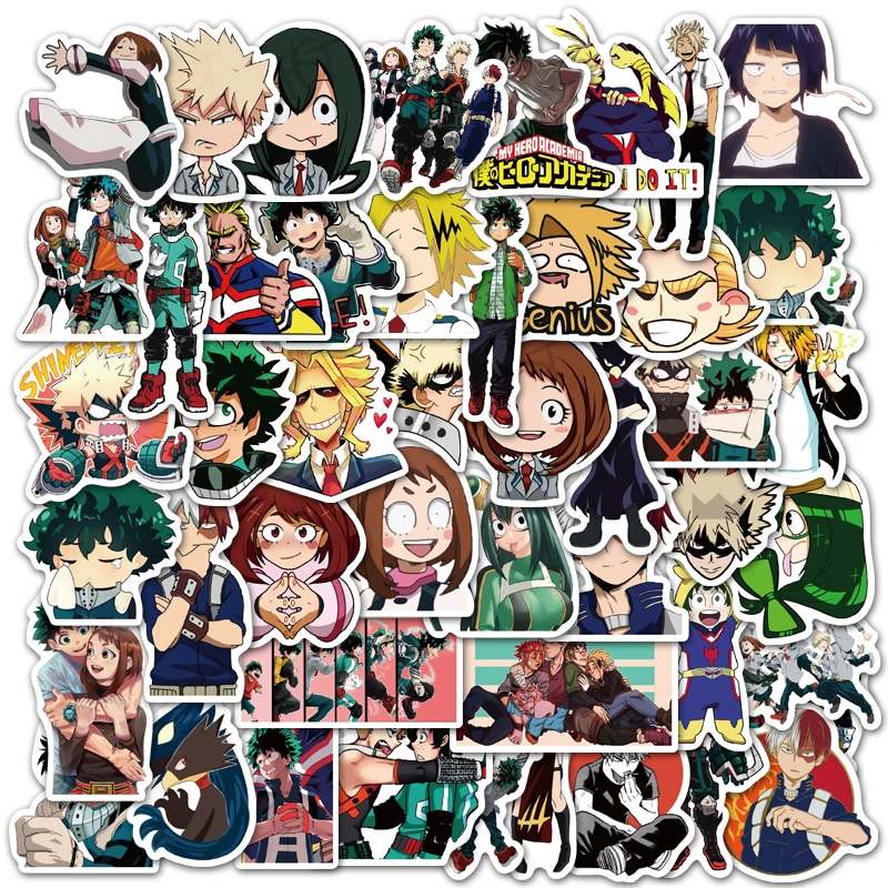 50pcs Japanese anime  My Hero Academia stickers for Luggage Laptop Decal Skateboard Bicycle Car Guitar Fridge Stickers