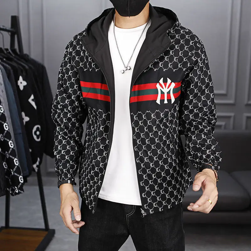 

Men's autumn jacket men's autumn new trend handsome ins loose and versatile wear jacket on both sides