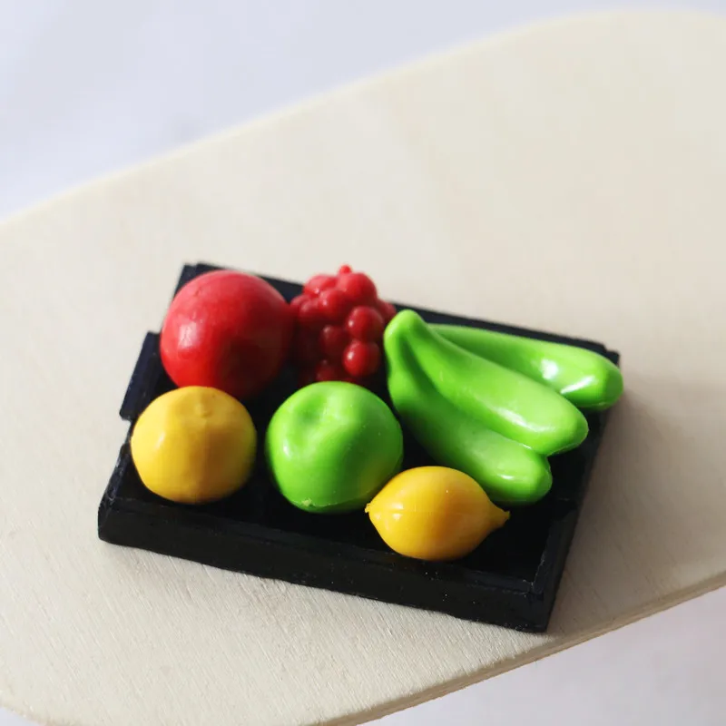 Dollhouse Fruit Vegetable Plate Miniature Bread Basket Simulation Food Model Toys DollHouse Decoration Shooting props 1 12 miniature bamboo basket dollhouse fruits vegetable baskets simulation chair dustpan model decoration furniture toys