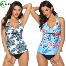 Танкини, женский купальник,, две части, купальник, винтажный, с принтом размера плюс, купальник, мягкий, купальник, женский, большой, бикини, набор, XXXXXL