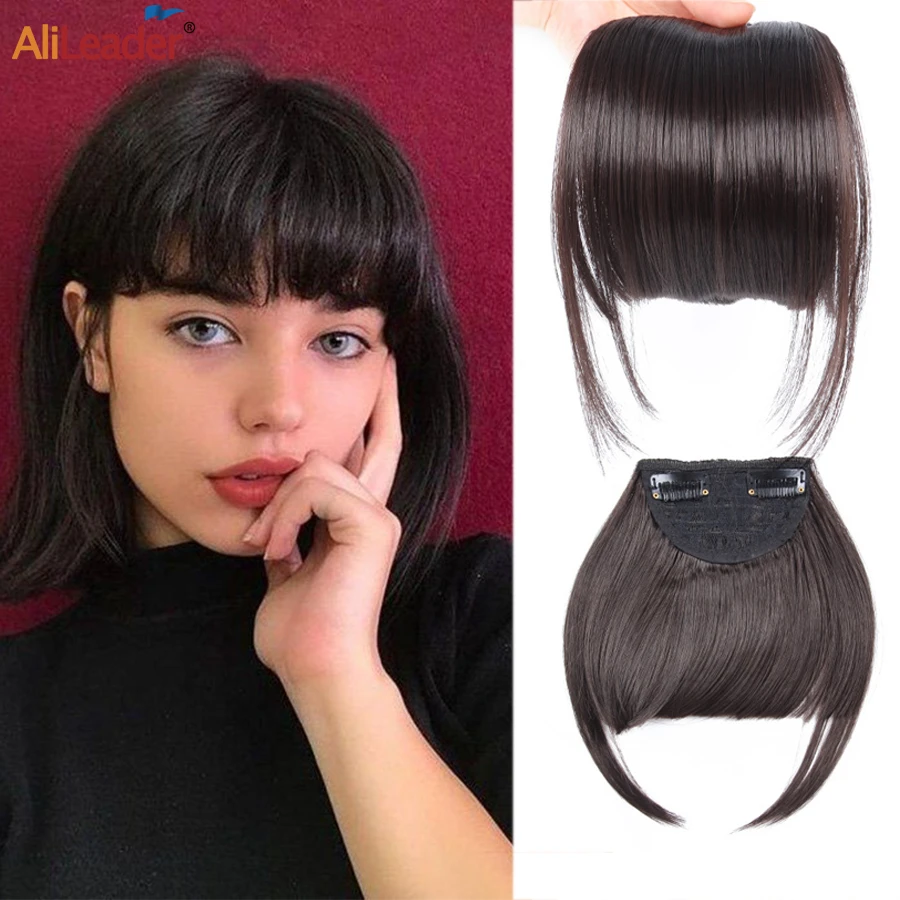 Clip In Hair Bangs Hairpieces Extensions Synthetic Hair Bangs Wig Frange Blunt Hair Bang Heat