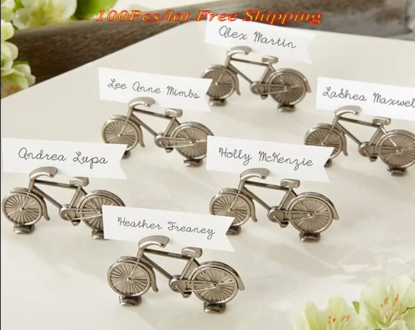 

(100Pcs/lot) Antique Photo Holder Wedding decorations of Bicycle Place Card Holders For Party Decoration and Guest Name Holder