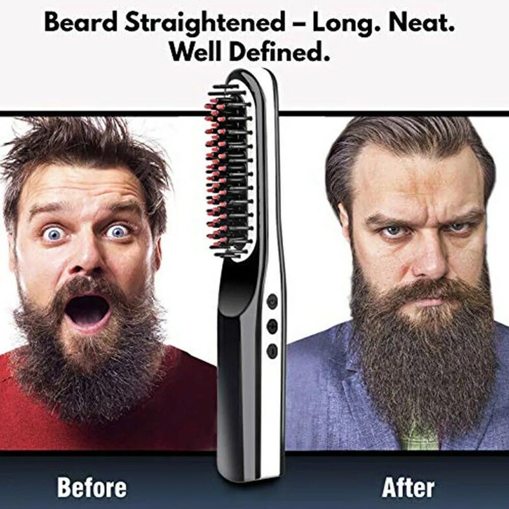 

Men Women Multifunction Hair Straightener USB Charging Styling Comb Wireless Fast Heat Wet Dry Easy Use Portable Electric Travel