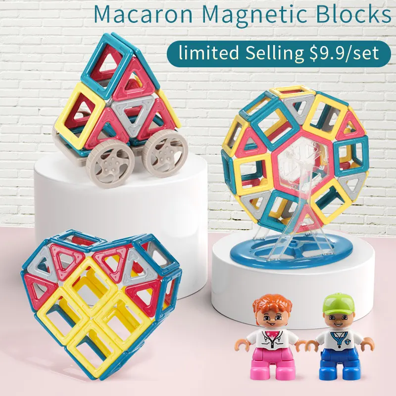 

Macaron Color Magnetic Blocks Toys for Children Magnet Blocks Construction Toy Set Designer Educational Bricks Magnetic Toy Kids