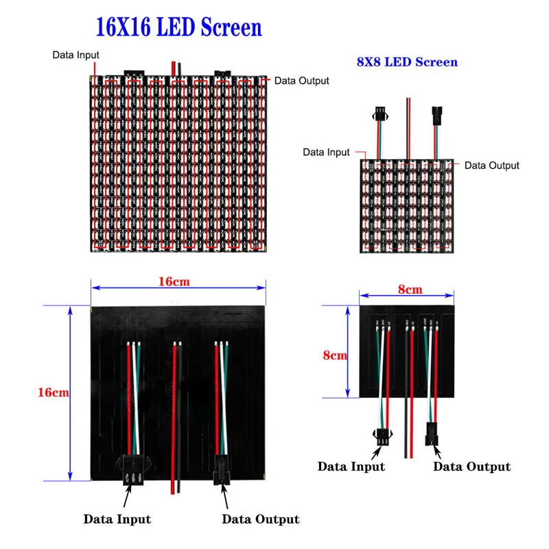 DC5V WS2812B 5050 RGB Individually Addressable Panel Digital Flexible Screen Kit 8x8 16x16 8x32 256 Pixels 21Key USB Controller led modules led module