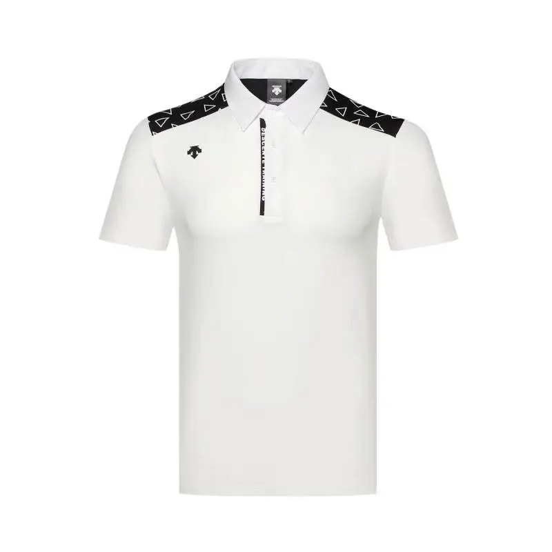 Мужская рубашка для гольфа, весенне-летняя однотонная одежда для гольфа с короткими рукавами, одежда для гольфа, быстросохнущая дышащая футболка - Цвет: Белый