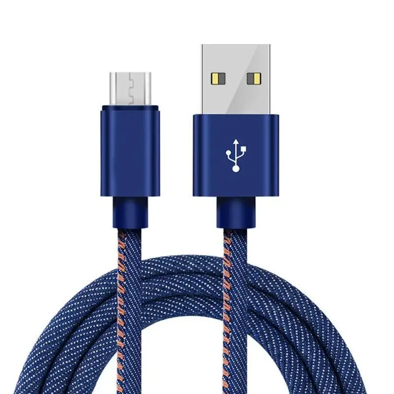 Denim USB Cable 1m 2m For iPhone/Micro/Type C Fast Charge Cable Cowboy Style Data Cable ChargingFor iPhone Sumsang Xiaomi Redmi