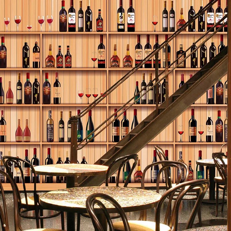 

Drop Shipping Custom 3d Mural Wallpaper Wine Rack Large Mural Wallpaper Solid Wood Simulation Living Room Bedroom Wallpaper