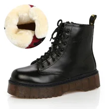 Женские ботильоны на платформе; плюшевые теплые женские зимние ботинки martin; женская зимняя обувь; ботинки; женская обувь;