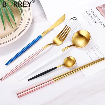 

BORREY Stainless Steel Tableware Set Spoon Fork Knife Black Gold Cutlery Set Classic Dinner Set Dinnerware Portugal Cutipol GOA