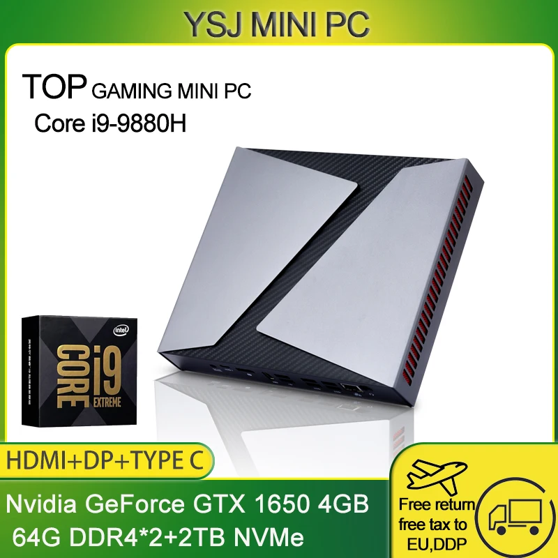 Новый игровой компьютер Intel Core i9 9880H GTX1650 4G i7 9750H i5 9300H Мини ПК Windows10 Pro 2 * DDR4 4K HDMI DP Type-C