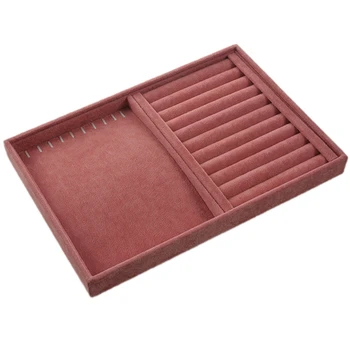 

Pink Velvet Jewelry Ring Display Organizer Case Tray Holder Necklace Earrings Bangle Storage Box Showcase Jewelry Stand Holder