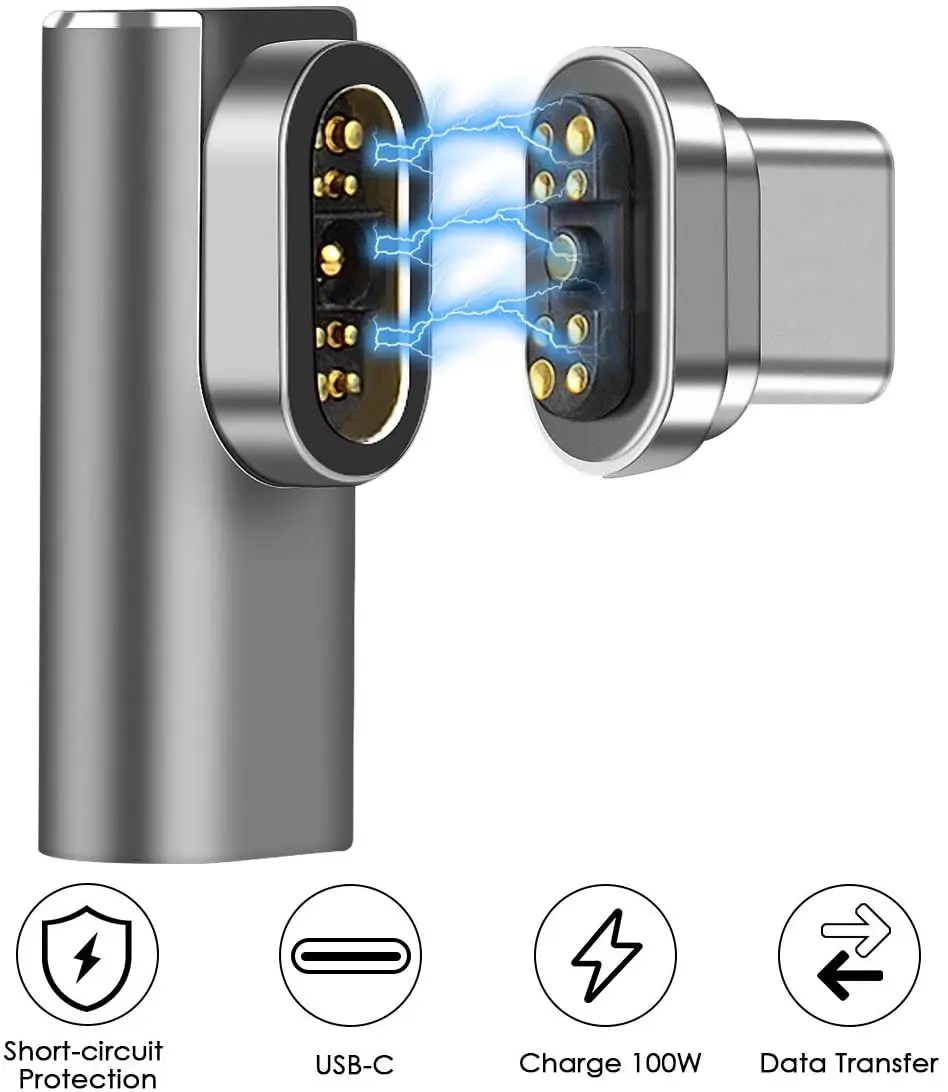 Магнитный адаптер USB C 9 контактов поддержка зарядки 100 Вт и 480 Мб/с передача данных