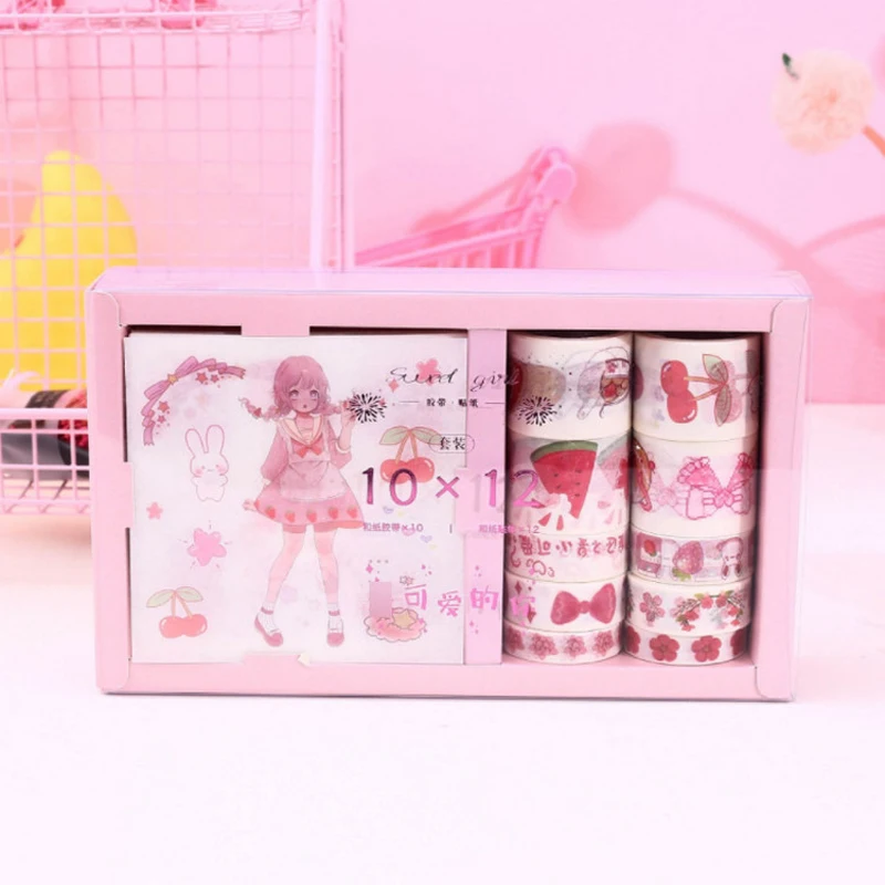 12 10 stücke Aufkleber Washi Tape Set niedlichen Vintage Mädchen Blumen Papier bänder für Journal Scrap booking Malerei DIY Deko Masking Tapes – Detail 14
