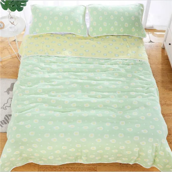 6 слоев хлопка спальное одеяло Летний спальный постельное белье одеяло хлопок муслин покрывало шерпа одеяло 150*200 см - Цвет: Синий