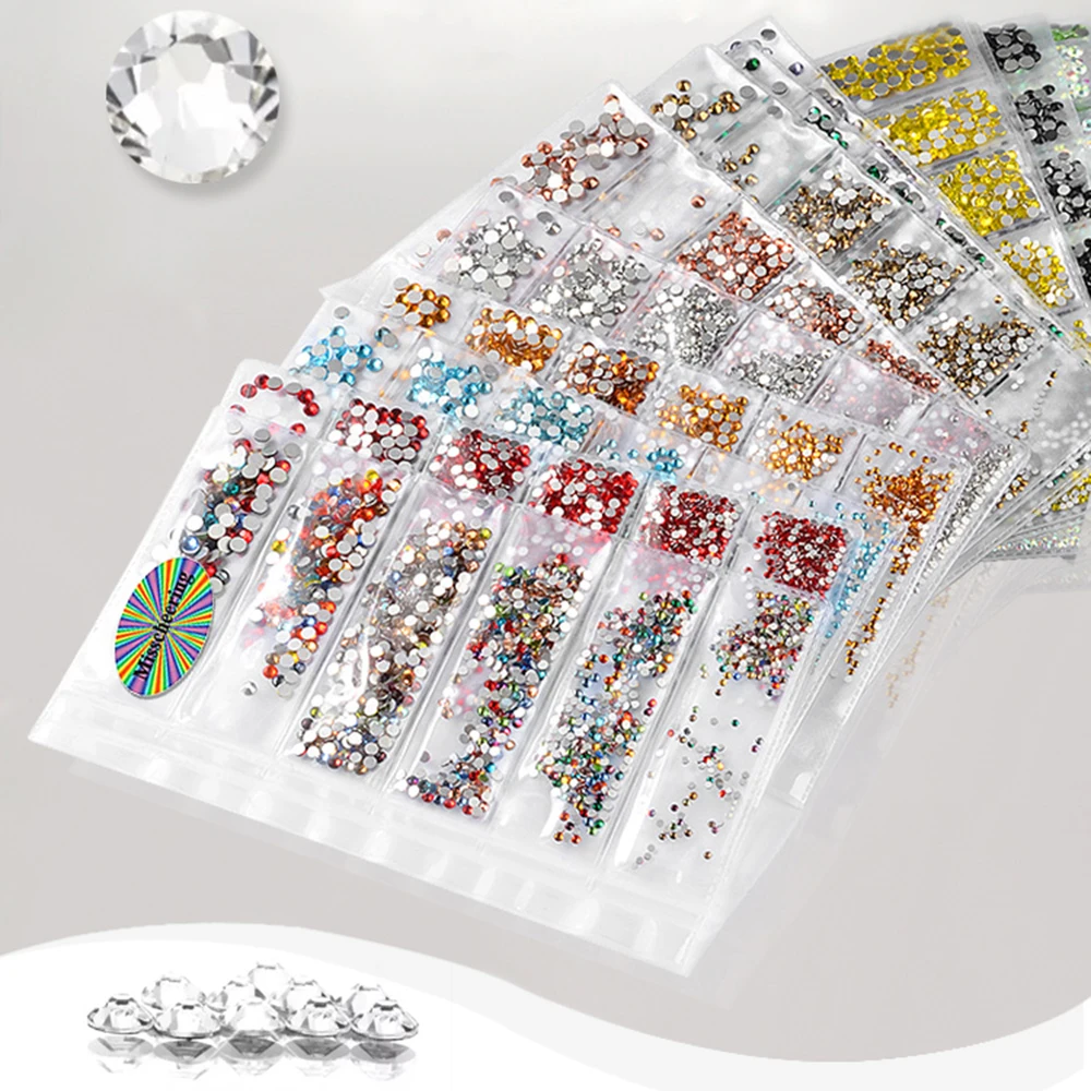 

ss4-ss16 Mixed Sizes Shiny Nail Art Rhinestone Decorations Flatback Glass Gems DIY 3D Nail Crystal Diamond Manicure Accessories