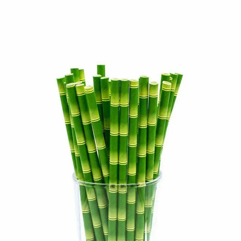 Free shipping 25Pcs/Set Paper Drink Bamboo Stripe Straws Vintage Party Wedding Birthday