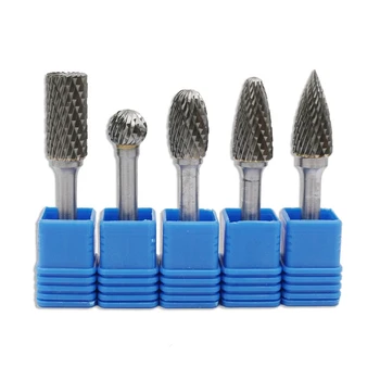 

BHTS-5Pcs Set Carbide Rotary File Double Grain Tungsten Steel Barrel Sharpening Knife Engraving Grinding Head Tool