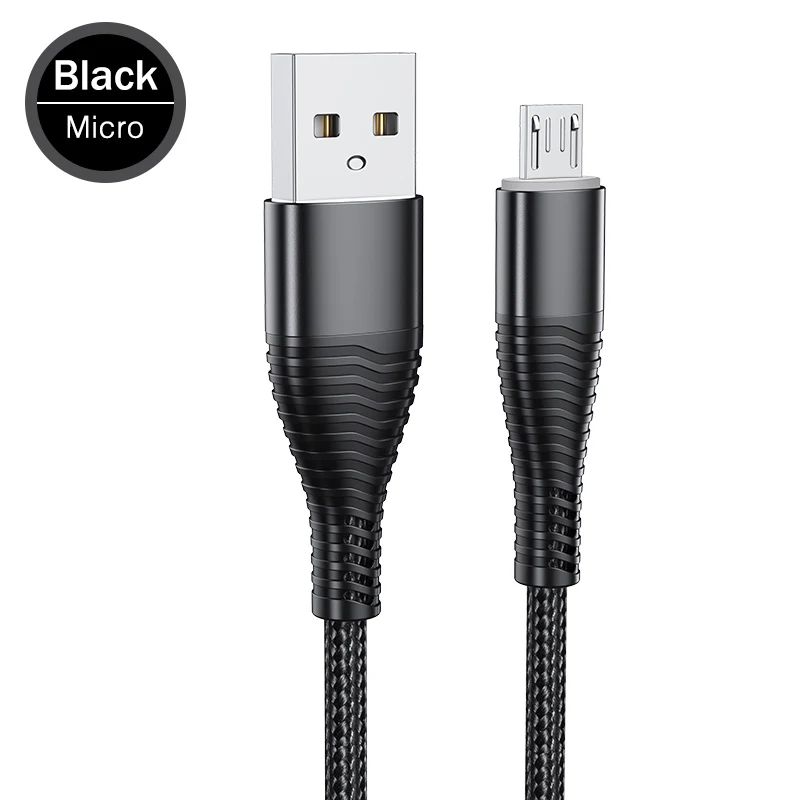 Кабель Micro USB REDNUT 1 м, 1 м, 3 А, нейлоновое быстрое зарядное устройство, провод Microusb для samsung, Xiaomi, Android, микро зарядное устройство для мобильных телефонов - Цвет: Black