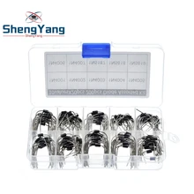 200 шт. 10 значений выпрямителя набор сортированных диодов 1N4001 1N4002 1N4003 1N4004 1N4005 1N4006 1N4007 1N5817 1N5818 1N5819+ коробка