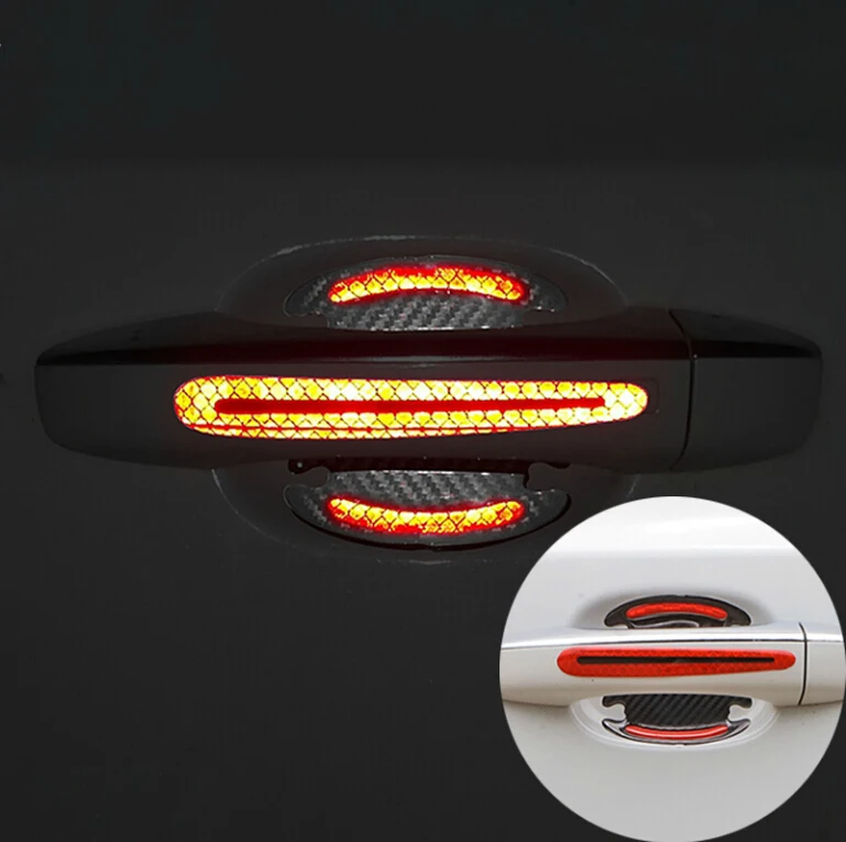 Автомобильная дверная ручка чаша Светоотражающая наклейка для Opel Astra J K Corsa D E Zafira