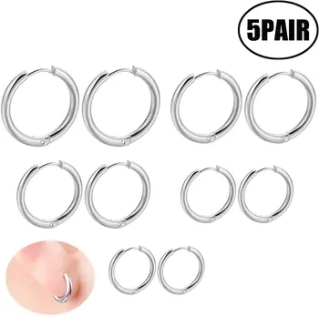 

Lvcky Earrings Set 10pcs 16G 8-16mm 316L Stainless Steel Hoop Earrings Small Circle Earrings Endless Hoops Earrings for （Silver）