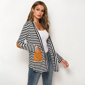 

Summer Clothing Cardigan Sweater Female Shawl Long-sleeved Striped Open Stitch Jockets Womens Thin Knit Cardigan