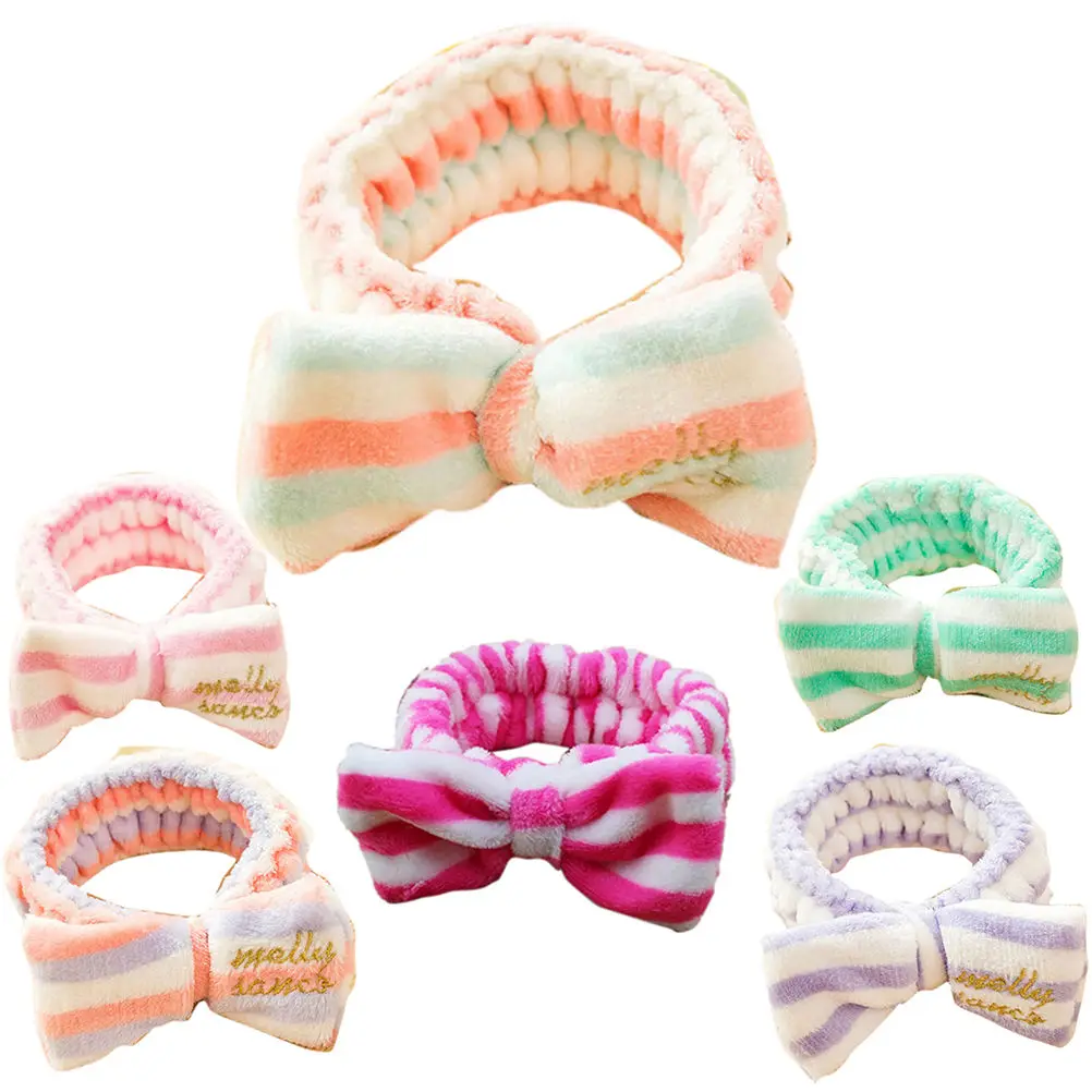 1Pcs Hot Hairband Cute Bowknot Hair Wrap Bath Shower Wash Face Spa Make Up Headband Women Girls Shower Caps