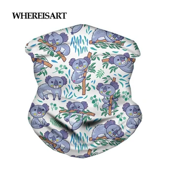 

WHEREISART Fun Koalas Pattern Magic Scarf Neck Warmer Neck Gaiter for Women Men Bandana Breathbale Anti-spray Kerchief Female