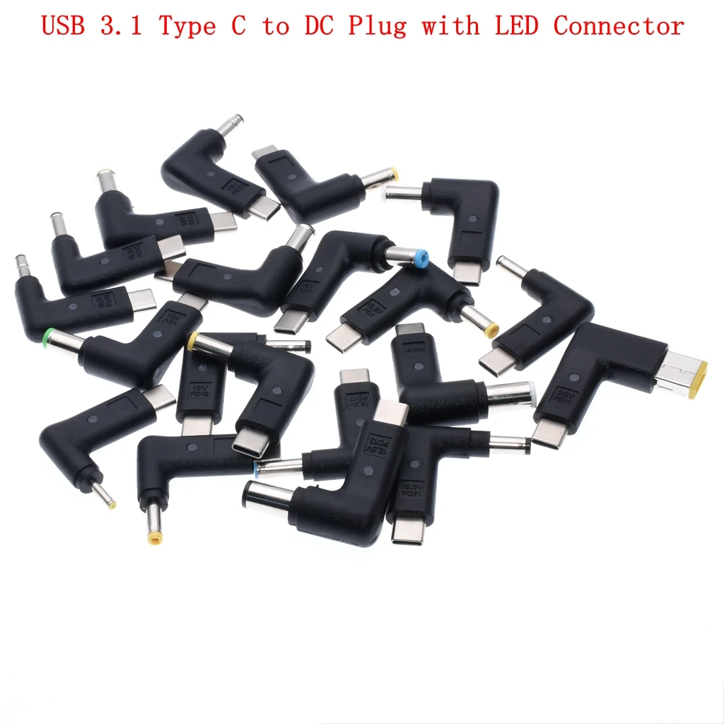 Usb type C PD разъем Dc адаптер питания с светодиодный светильник конвертер om 20 Pluggen Man для lenovo Asus Dell hp зарядное устройство для ноутбука