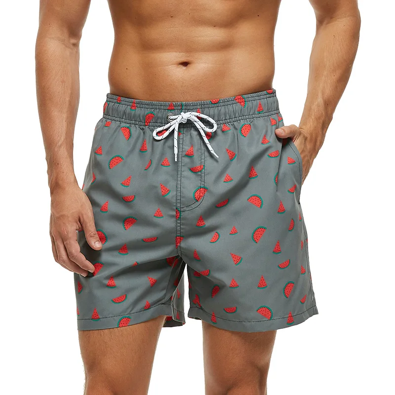 DATIFER ES2W мужские пляжные шорты, быстросохнущие спортивные шорты с цветочным принтом размера плюс, пляжная одежда, мужские плавки, шорты для серфинга - Цвет: Mini Melon