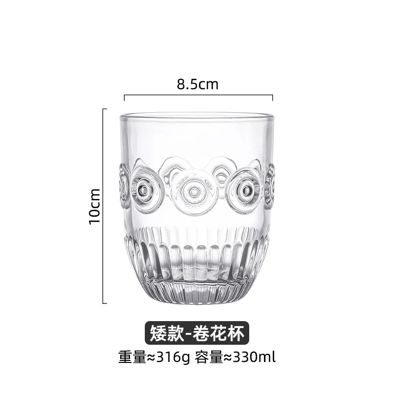 European iris relief glass creative crystal glass water cup tea cup wine fruit juice beverage household