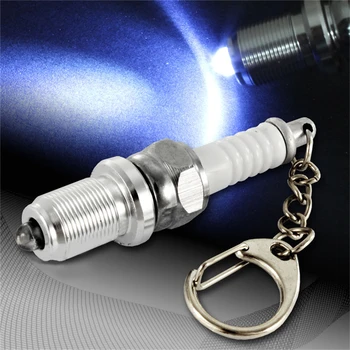 

1pc Casual Fashion LED Key Chain Spark Plug Key Chain Keychain Car Parts Keyring car accessories car decoration