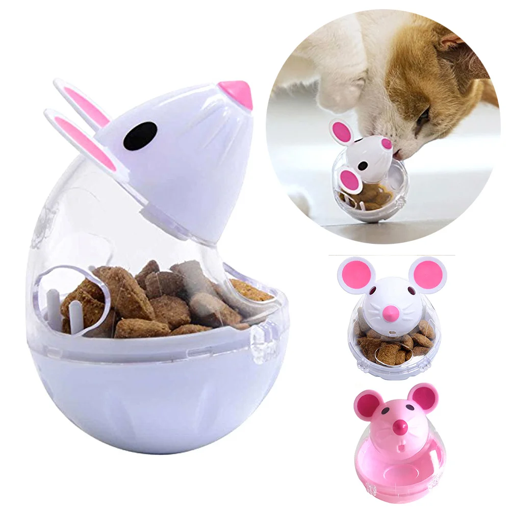 Диспенсер для еды, 2 цвета, форма мыши, игрушка для кошек, кормушки для кошек, корм для животных, утечка, 5*7 см, пластиковый тренировочный контейнер для собак