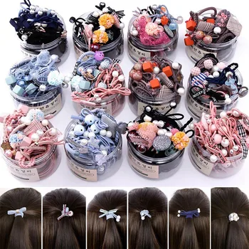 

Hot 8/12/16/20/25Pcs Women Girls Basic Knot Pearls Elastic Hair Bands Scrunchies Ponytail Holder Headbands Hair Accessories Set