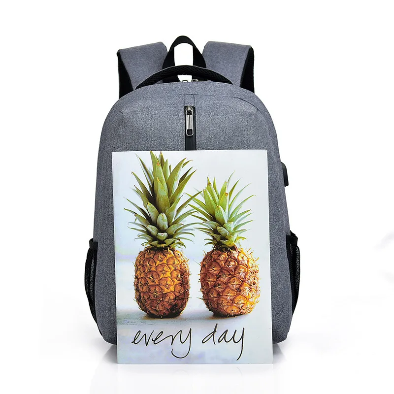 

New Style Men Simple Waterproof Large-Volume USB Charging Business Backpack Printed Logo