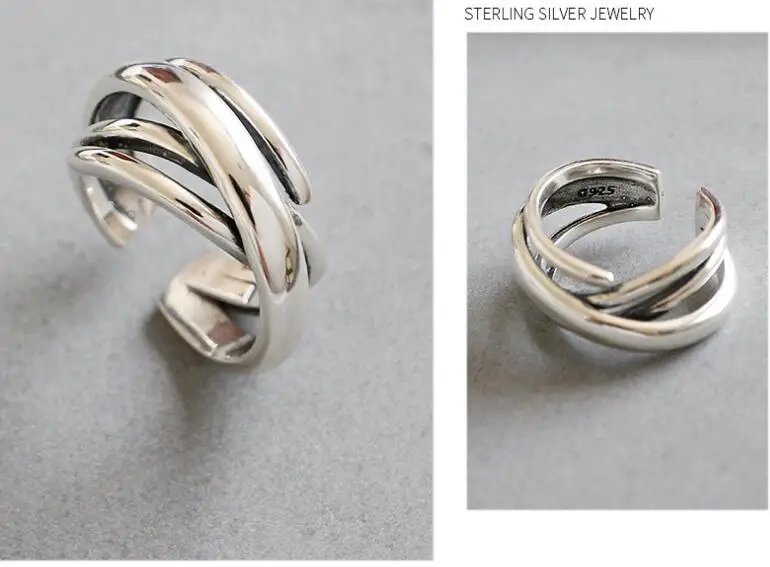 Для женщин Уникальный регулируемое отверстие 925 пробы серебро Для мужчин палец ювелирные изделия, обручальное кольцо bagues pour femme jz488