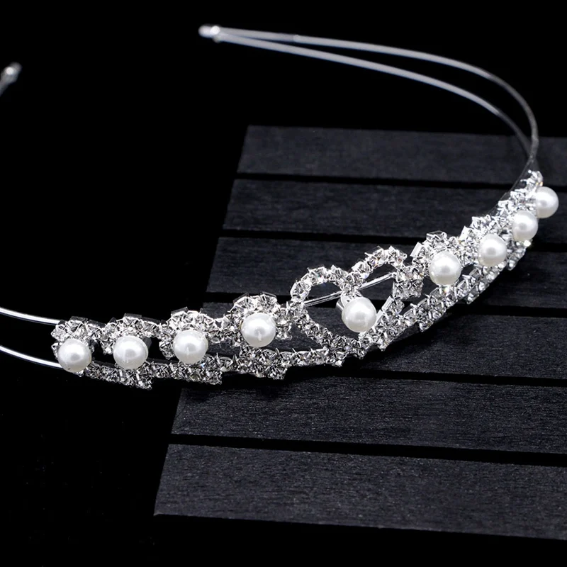 Модная женская Хрустальная повязка на голову, блестящее сердце, цветок, бант, повязка для волос для девочек, украшение для волос, Женский обруч для волос со стразами и жемчугом