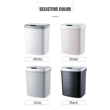 

New 15L Cre.ative Bedroom Office Rechargeable New Plastic Smrt Sensor Trash Garbage Cans Mute Automatic Trash Bin Household Pape