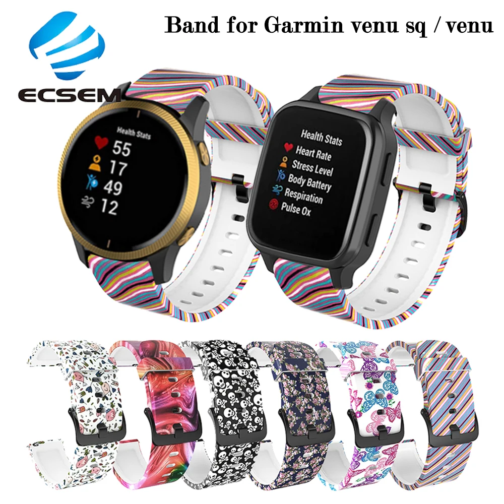 wristband for Garmin venu sq smart watch accessories replacement silicone  Colorful pattern strap for Garmin venu bracelet loop|Smart Accessories| -  AliExpress
