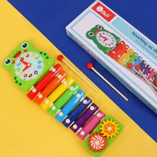 Деревянная Октава ручной стук ксилофон ребенка раннего возраста музыкальная деревянная игрушка три в одном стук пианино детский ударный инструмент