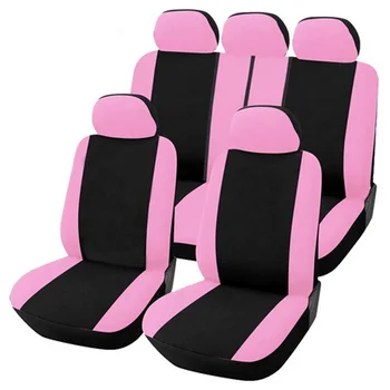 

Polyester Fabric Universal Car Seat Covers for Women Full Set Pink Butterfly Embroidery Universal Fit Most Car Seats Styling New