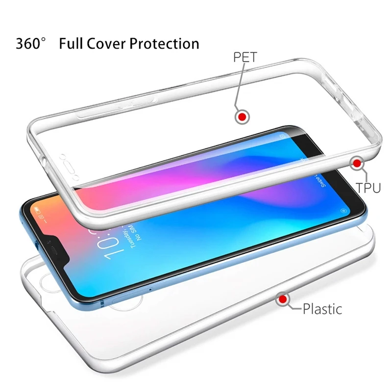 Роскошный чехол 360 для Xiaomi Mi 10 9 9T 8 SE A1 A2 A3 F1 мягкий из ТПУ + PC полный Чехол Redmi 6A 7A Note 5