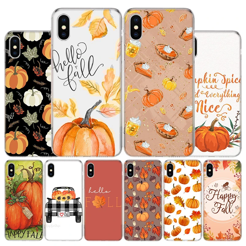 iphone xr cover Pumpkin happy fall Autumn Cover Phone Case For Apple iPhone 11 12 13 Pro XR X XS Max 7 8 6 6S Plus + Mini 5S SE Print Shell iphone 11 case with card holder