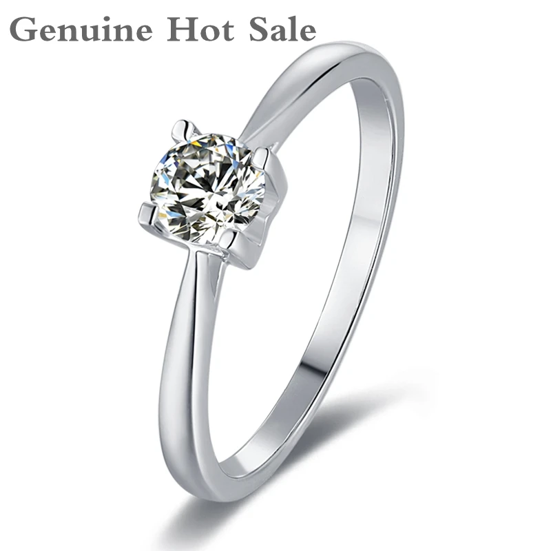 

Real 925 Sterling Silver Moissanite Rings 0.5ct 5.0mm D Color Diamond Test Passed Jewelry Wedding Engagement Ring For Women