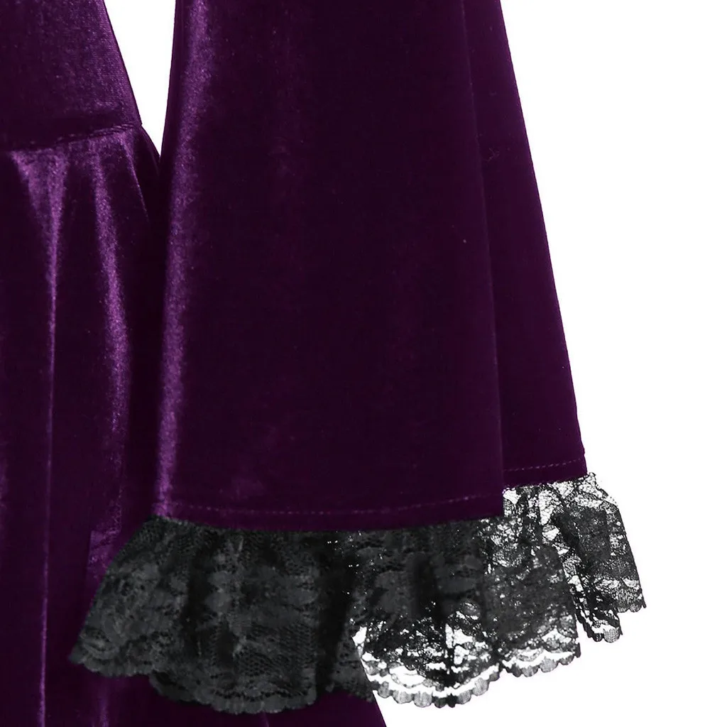 Женское вечернее платье в готическом стиле, большие размеры, кружевное платье с длинными рукавами на Хэллоуин, женские платья, Vestidos De Festa, новинка