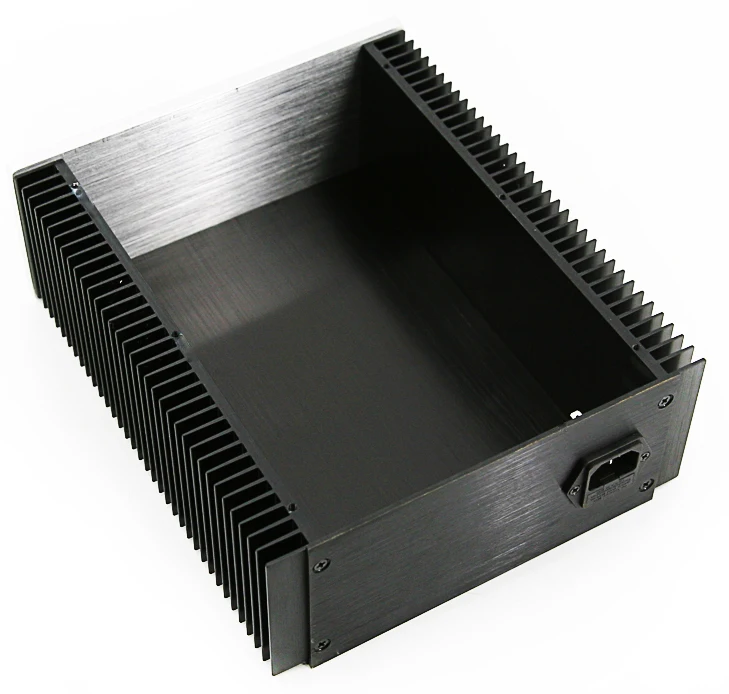 Black 2109 Full Aluminum Amplifier Enclosure Case Preamplifier Box PSU Chassis