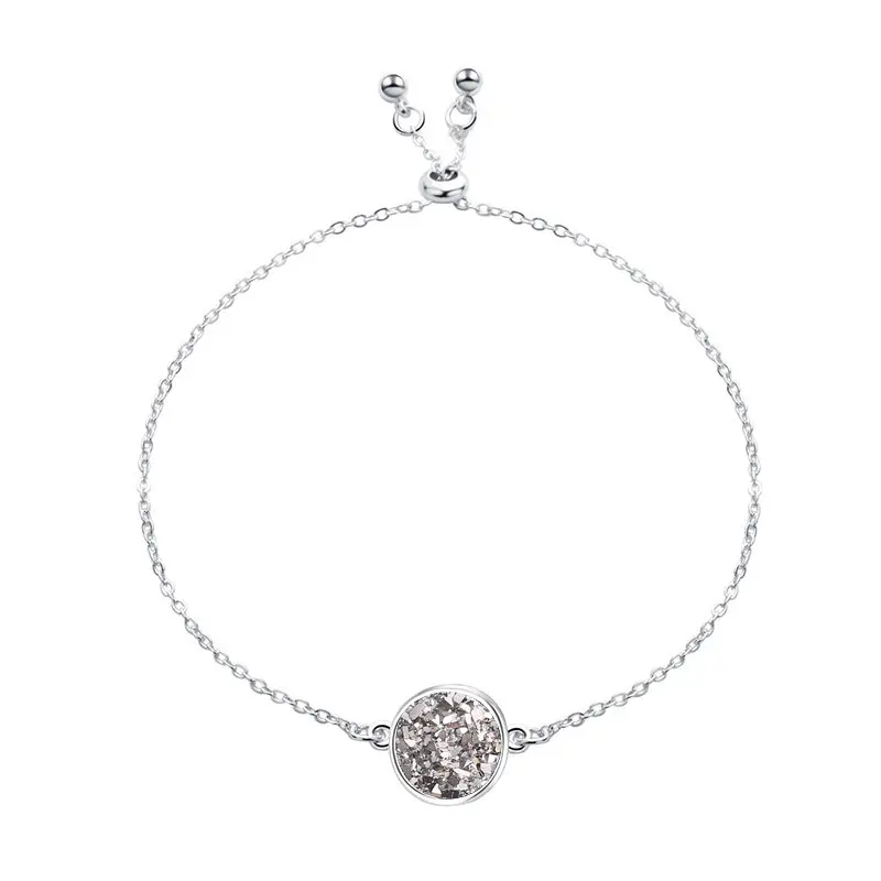 Модный Круглый Druzy браслет Drusy из искусственной смолы Druse камень Регулируемый веревочный шнур браслет ювелирные изделия для женщин/подарок подруге - Окраска металла: 22